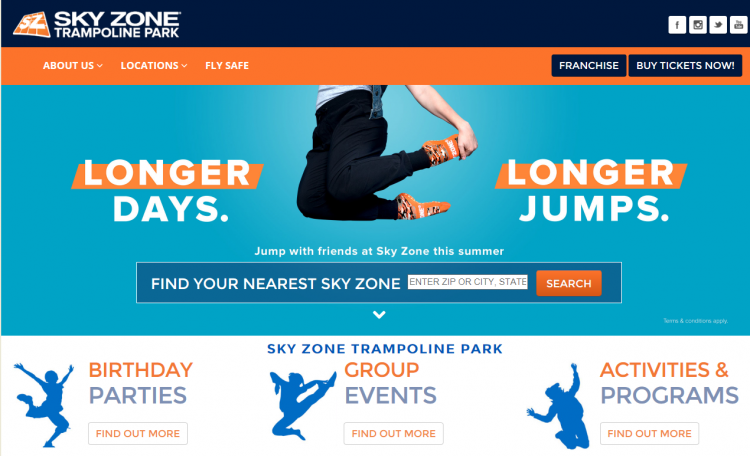 sky zone locations near me